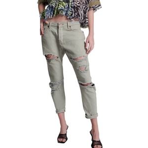 One Teaspoon Faded Khaki Messed Up Saints Boyfriend Jeans Size 28